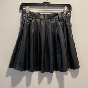 Punk Gothic Faux Leather Pleated Skirt Women Size S